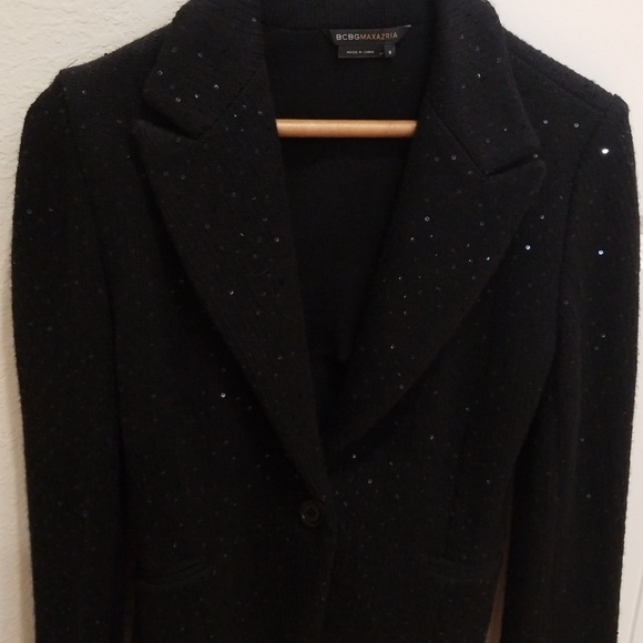 COPY - BCBGMAXAZRIA Sequins 100% Wool Knit Blazer - Picture 2 of 6
